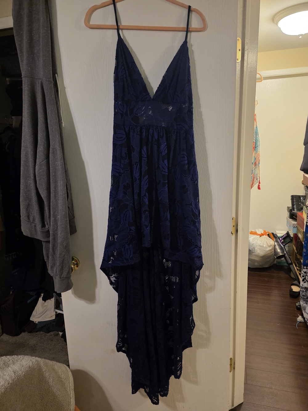 Windsor Navy Lace Dress with Floral Overlay